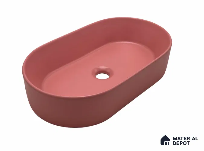 Avyra Sink BS 00184 Coral Capsule 510 x 300 x 120 mm Circular Ceramic Matte Finish Designer Basin - 120 mm | Suitable For Bathroom, Vanity & Utility Areas