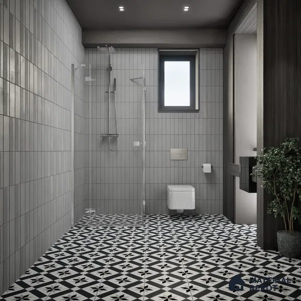 Moroccan Floor & Wall Tile TL 04367 Black & Grey 1 ft x 1 ft Matte Finish Ceramic Tile - 9 mm | Suitable For Kitchen, Bathroom, Dining Area | Please Expect a Slight Variation of Pattern