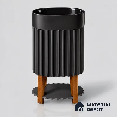 Avyra Basin BS 00199 Noir Fluted 527 x 365 x 850mm Circular Ceramic Matte Finish Pedestal Basin - 850 mm | Suitable For Bathroom, Vanity & Utility Areas