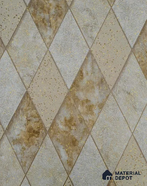 5535 | Grey Gold Harlequin Marble Non Woven Geometric Wallpaper - 10 Meter x 21 Inches, 57.41 Sq. Ft.