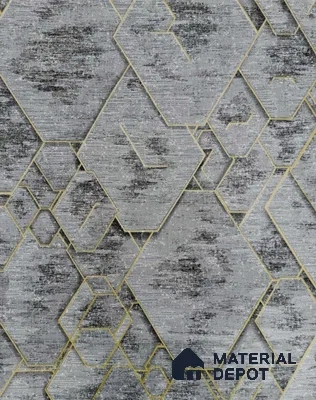 5538 | Grey & Gold Fractured Diamond Non Woven Patterned Wallpaper - 10 Meter x 21 Inches, 57.41 Sq. Ft.