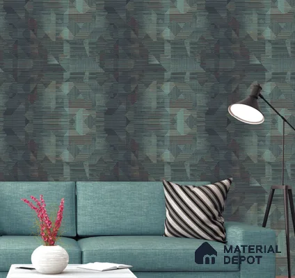 555101 | Teal Grey Arrow Pyramid Abstract Look Wallpaper 10 Meter x 21 Inches - 57.41 Sq. Ft. | Minimum 15% wastage during installation