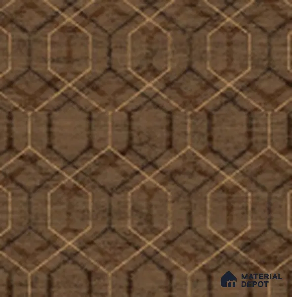 555161 | Brown & Gold Honeycomb Trellis Non Woven Patterned Wallpaper - 10 Meter x 21 Inches, 57.41 Sq. Ft. (Min. 15% Wastage)