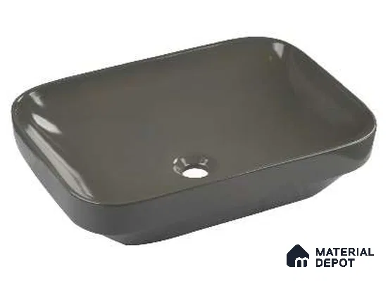 Veyora Basin BS 00032 Graphite Gloss 559 x 406 mm Rectangular Ceramic Glossy Finish Designer Basin | Suitable For Bathroom, Vanity & Utility Areas