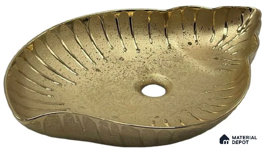Avyra Sink BS 00095 Golden Seashell 560 x 380 x 120 mm Circular Ceramic Metallic Finish Designer Basin - 120 mm | Suitable For Bathroom, Vanity & Utility Areas