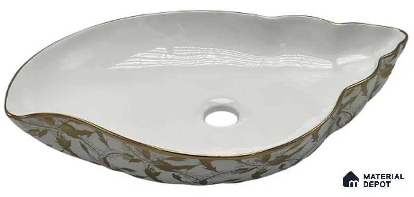 Avyra Sink BS 00096 Pearl Conch 560 x 380 x 120 mm Circular Ceramic Glossy Finish Designer Basin - 120 mm | Suitable For Bathroom, Vanity & Utility Areas