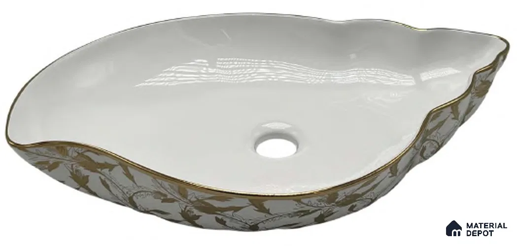 Avyra Sink BS 00096 Pearl Conch 560 x 380 x 120 mm Circular Ceramic Glossy Finish Designer Basin - 120 mm | Suitable For Bathroom, Vanity & Utility Areas