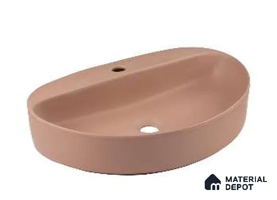 Veyora Basin BS 00033 Blush Oval 584 x 406 mm Circular Ceramic Glossy Finish Designer Basin | Suitable For Bathroom, Vanity & Utility Areas
