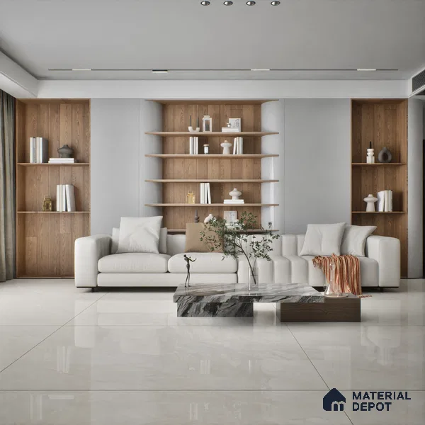 TL 10153 Oracle Crema Endless 6 ft x 4 ft Glossy Finish PGVT Vitrified Tile - 15 mm | Adhesive and Spacers Must be Used During Installation