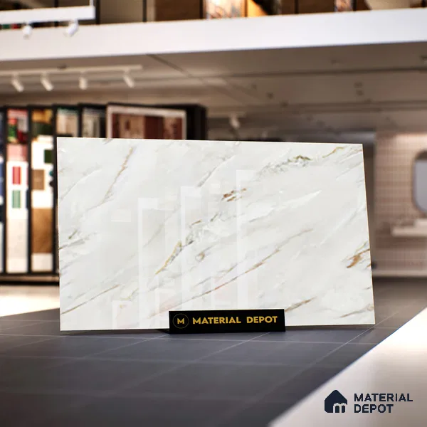 TL 08097 B Lorex white 6 ft x 4 ft Glossy Finish Endless PGVT Vitrified Tile - 15 mm (Random 4) | Adhesive and Spacers Must be Used During Installation