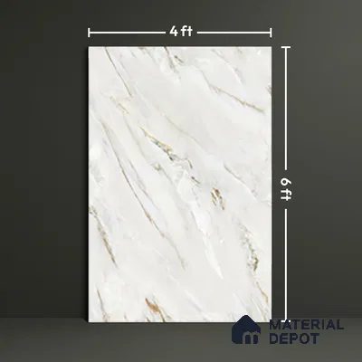 TL 08097 B Lorex white 6 ft x 4 ft Glossy Finish Endless PGVT Vitrified Tile - 15 mm (Random 4) | Adhesive and Spacers Must be Used During Installation