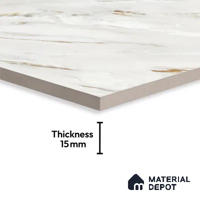 TL 08097 B Lorex white 6 ft x 4 ft Glossy Finish Endless PGVT Vitrified Tile - 15 mm (Random 4) | Adhesive and Spacers Must be Used During Installation