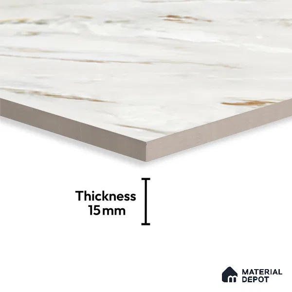 TL 08097 B Lorex white 6 ft x 4 ft Glossy Finish Endless PGVT Vitrified Tile - 15 mm (Random 4) | Adhesive and Spacers Must be Used During Installation