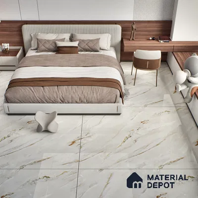 TL 08097 B Lorex white 6 ft x 4 ft Glossy Finish Endless PGVT Vitrified Tile - 15 mm (Random 4) | Adhesive and Spacers Must be Used During Installation