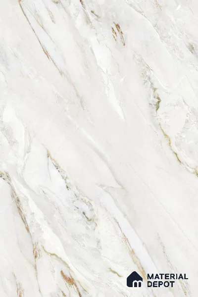 Endless Marble Floor & Wall Tile TL 08097 C Lorex White 6 ft x 4 ft Glossy Finish Vitrified Large Format Tile - 9 mm | 2 Random Design | Suitable For Living Room, Bedroom, Bathroom | Adhesive and Spacers Must be Used During Installation