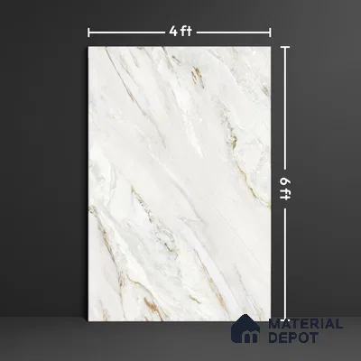 Endless Marble Floor & Wall Tile TL 08097 C Lorex White 6 ft x 4 ft Glossy Finish Vitrified Large Format Tile - 9 mm | 2 Random Design | Suitable For Living Room, Bedroom, Bathroom | Adhesive and Spacers Must be Used During Installation