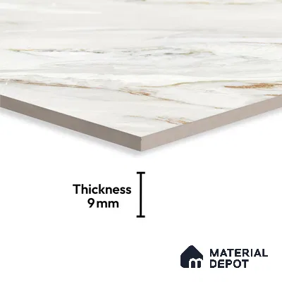 Endless Marble Floor & Wall Tile TL 08097 C Lorex White 6 ft x 4 ft Glossy Finish Vitrified Large Format Tile - 9 mm | 2 Random Design | Suitable For Living Room, Bedroom, Bathroom | Adhesive and Spacers Must be Used During Installation