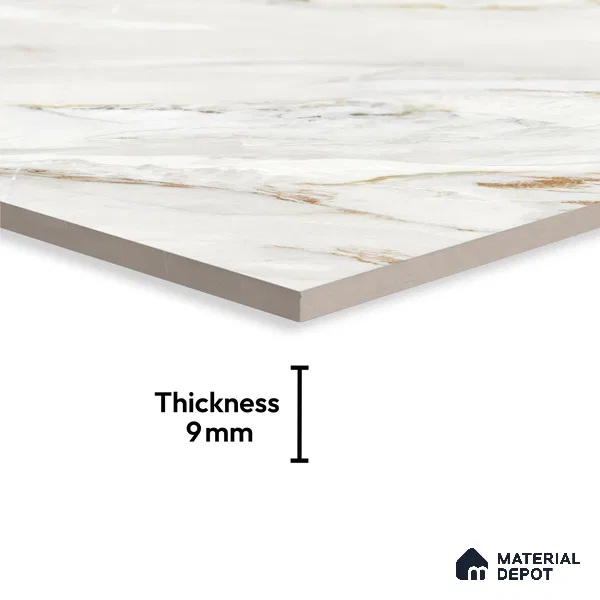 Endless Marble Floor & Wall Tile TL 08097 C Lorex White 6 ft x 4 ft Glossy Finish Vitrified Large Format Tile - 9 mm | 2 Random Design | Suitable For Living Room, Bedroom, Bathroom | Adhesive and Spacers Must be Used During Installation