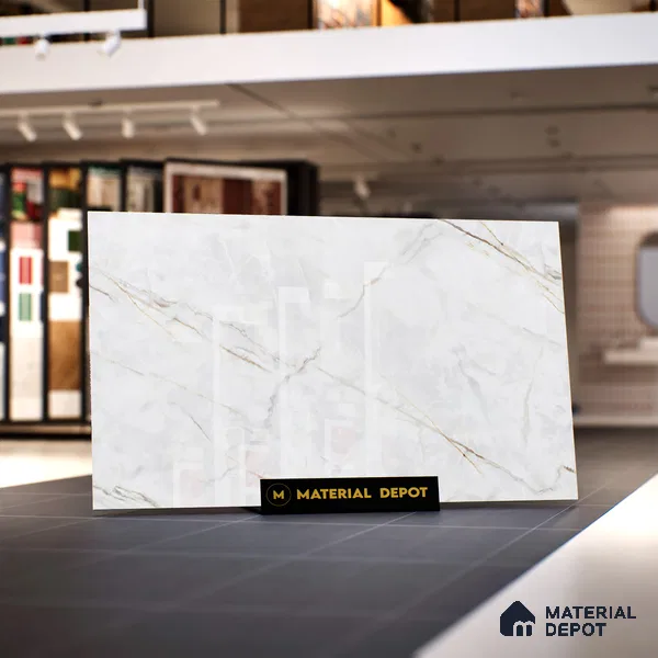 TL 09961 Fame white 6 ft x 4 ft Glossy Finish Endless PGVT Vitrified Tile - 15 mm (Random 4) | Adhesive and Spacers Must be Used During Installation