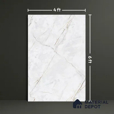 TL 09961 Fame white 6 ft x 4 ft Glossy Finish Endless PGVT Vitrified Tile - 15 mm (Random 4) | Adhesive and Spacers Must be Used During Installation