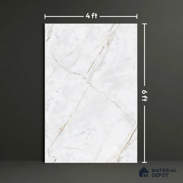 TL 09961 Fame white 6 ft x 4 ft Glossy Finish Endless PGVT Vitrified Tile - 15 mm (Random 4) | Adhesive and Spacers Must be Used During Installation