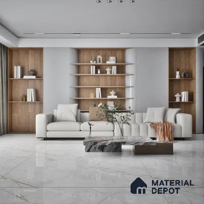 TL 09961 Fame white 6 ft x 4 ft Glossy Finish Endless PGVT Vitrified Tile - 15 mm (Random 4) | Adhesive and Spacers Must be Used During Installation