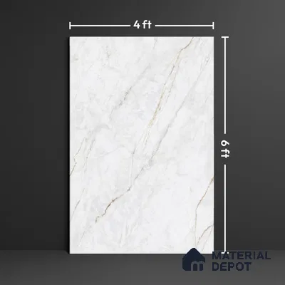 Endless Marble Floor & Wall Tile TL 09961 B Fame white 6 ft x 4 ft Glossy Finish Endless Vitrified Large Format Tile - 9 mm | 3 Random Design | Suitable For Living Room, Bedroom, Bathroom | Adhesive and Spacers Must be Used During Installation