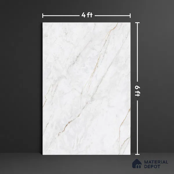Endless Marble Floor & Wall Tile TL 09961 B Fame white 6 ft x 4 ft Glossy Finish Endless Vitrified Large Format Tile - 9 mm | 3 Random Design | Suitable For Living Room, Bedroom, Bathroom | Adhesive and Spacers Must be Used During Installation