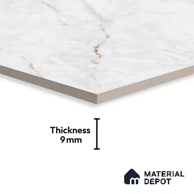 Endless Marble Floor & Wall Tile TL 09961 B Fame white 6 ft x 4 ft Glossy Finish Endless Vitrified Large Format Tile - 9 mm | 3 Random Design | Suitable For Living Room, Bedroom, Bathroom | Adhesive and Spacers Must be Used During Installation
