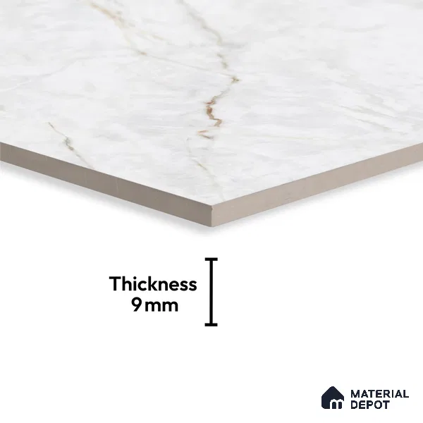 Endless Marble Floor & Wall Tile TL 09961 B Fame white 6 ft x 4 ft Glossy Finish Endless Vitrified Large Format Tile - 9 mm | 3 Random Design | Suitable For Living Room, Bedroom, Bathroom | Adhesive and Spacers Must be Used During Installation