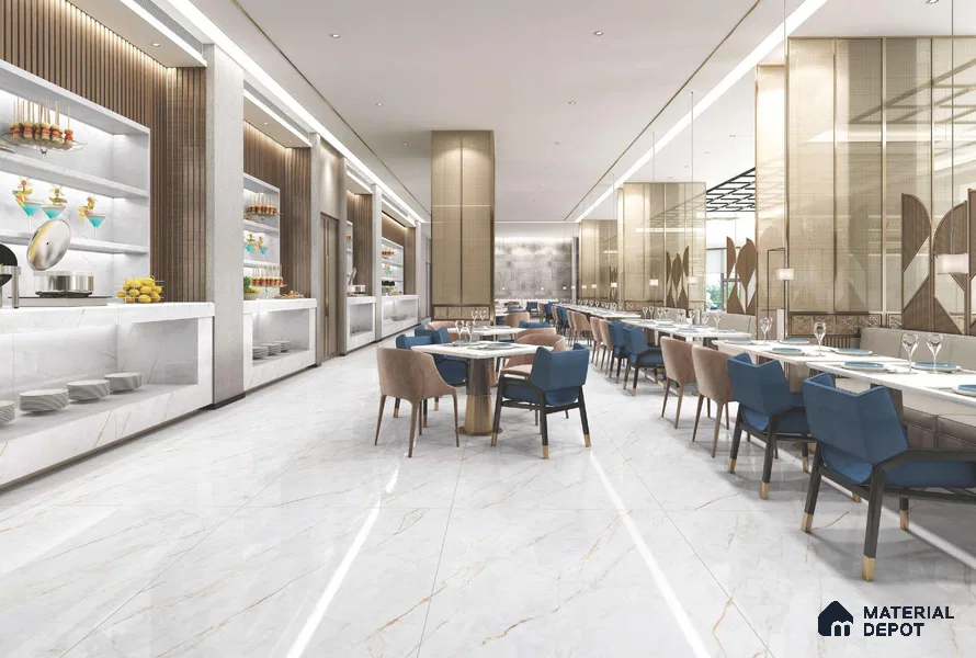 Endless Marble Floor & Wall Tile TL 09961 B Fame white 6 ft x 4 ft Glossy Finish Endless Vitrified Large Format Tile - 9 mm | 3 Random Design | Suitable For Living Room, Bedroom, Bathroom | Adhesive and Spacers Must be Used During Installation