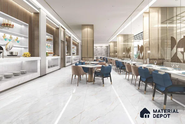 Endless Marble Floor & Wall Tile TL 09961 C Fame white 6 ft x 4 ft Matte Finish Vitrified Large Format Tile - 9 mm | 3 Random Design | Suitable For Living Room, Bedroom, Bathroom