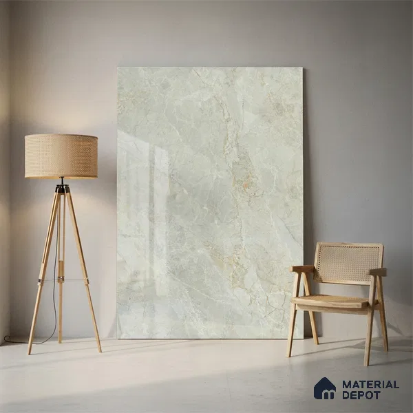 Endless Marble Floor & Wall Tile TL 10200 Magic Grey 6 ft x 4 ft Glossy Finish Vitrified Large Format Tile - 9 mm | 2 Random Design | Suitable For Living Room, Bedroom, Bathroom | Adhesive and Spacers Must be Used During Installation