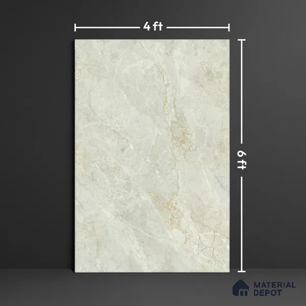 Endless Marble Floor & Wall Tile TL 10200 Magic Grey 6 ft x 4 ft Glossy Finish Vitrified Large Format Tile - 9 mm | 2 Random Design | Suitable For Living Room, Bedroom, Bathroom | Adhesive and Spacers Must be Used During Installation