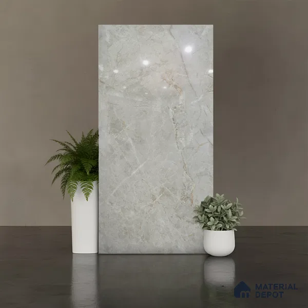 Endless Marble Floor & Wall Tile TL 10200 B Magic Gray 4 ft x 2 ft Glossy Finish Vitrified Tile - 9 mm | 4 Random Design | Suitable For Living Room, Bedroom, Bathroom