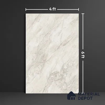 Large Format Marble Floor Tile TL 10549 Milano Grey Glossy Finish Vitrified Tile - 15 mm | Suitable for Living Room, Bedroom, Office | Adhesive and Spacers Must be Used During Installation