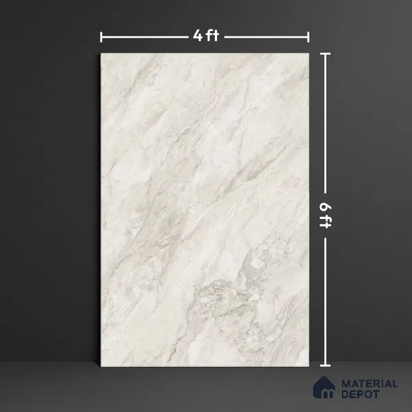 Large Format Marble Floor Tile TL 10549 Milano Grey Glossy Finish Vitrified Tile - 15 mm | Suitable for Living Room, Bedroom, Office | Adhesive and Spacers Must be Used During Installation