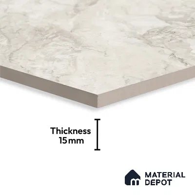 Large Format Marble Floor Tile TL 10549 Milano Grey Glossy Finish Vitrified Tile - 15 mm | Suitable for Living Room, Bedroom, Office | Adhesive and Spacers Must be Used During Installation