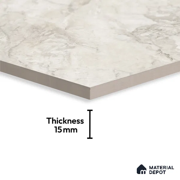 Large Format Marble Floor Tile TL 10549 Milano Grey Glossy Finish Vitrified Tile - 15 mm | Suitable for Living Room, Bedroom, Office | Adhesive and Spacers Must be Used During Installation