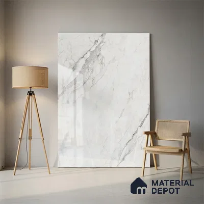 Large Format Marble Floor Tile TL 10219 Glacier Beach Glossy Finish Vitrified Tile - 15 mm | Suitable for Living Room, Bedroom, Office | Adhesive and Spacers Must be Used During Installation