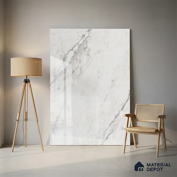 Large Format Marble Floor Tile TL 10219 Glacier Beach Glossy Finish Vitrified Tile - 15 mm | Suitable for Living Room, Bedroom, Office | Adhesive and Spacers Must be Used During Installation