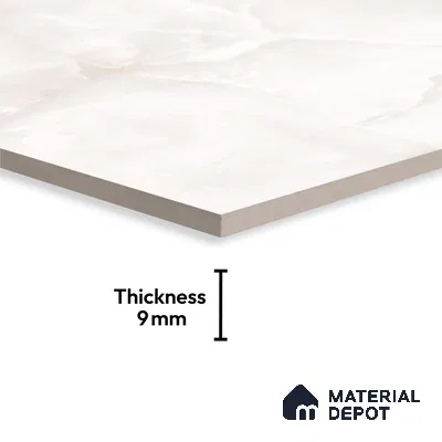 TL 10205 Marble Look Floor & Wall Tile Pacific Onyx White 6 ft x 4 ft Glossy Finish Vitrified Tile - 9 mm | Adhesive and Spacers Must be Used During Installation