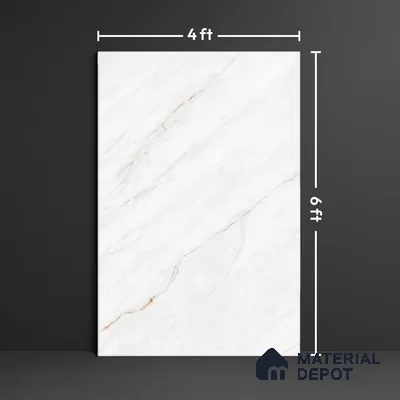 TL 10203 Marble Look Floor & Wall Tile Retro White 6 ft x 4 ft Glossy Finish Vitrified Tile - 9 mm | Adhesive and Spacers Must be Used During Installation