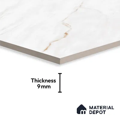 TL 10203 Marble Look Floor & Wall Tile Retro White 6 ft x 4 ft Glossy Finish Vitrified Tile - 9 mm | Adhesive and Spacers Must be Used During Installation