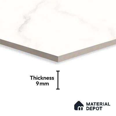 Large Format Marble Floor & Wall Tile TL 10202 Angel White Glossy Finish Vitrified Tile - 9 mm | Suitable for Kitchen, Bathroom, Bedroom & Office | Adhesive and Spacers Must be Used During Installation