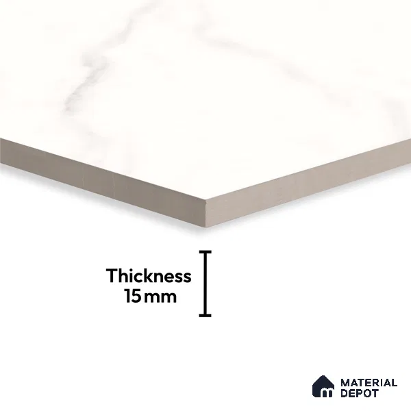 Large Format Marble Floor Tile TL 10202 B Angel White Glossy Finish Vitrified Tile - 15 mm | Suitable for Living Room, Bedroom, Office | Adhesive and Spacers Must be Used During Installation