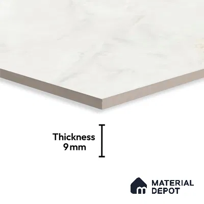 Large Format Marble Floor & Wall Tile TL 10204 Iceland Bianco Glossy Finish Vitrified Tile - 9 mm | Suitable for Kitchen, Bathroom, Bedroom & Office | Adhesive and Spacers Must be Used During Installation