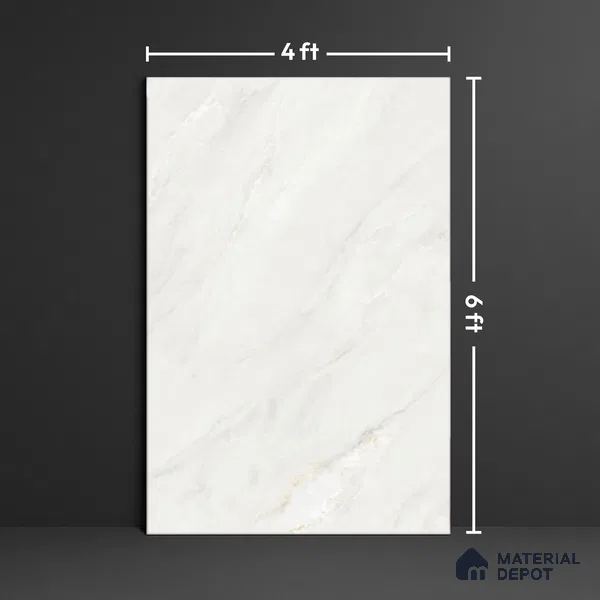 Budget Friendly Large Format Marble Floor Tile TL 10204 B Iceland Bianco Glossy Finish Vitrified Tile - 15 mm | Suitable for Living Room, Bedroom, Office | Adhesive and Spacers Must be Used During Installation