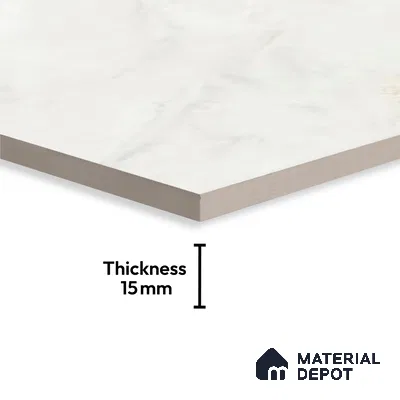 Budget Friendly Large Format Marble Floor Tile TL 10204 B Iceland Bianco Glossy Finish Vitrified Tile - 15 mm | Suitable for Living Room, Bedroom, Office | Adhesive and Spacers Must be Used During Installation