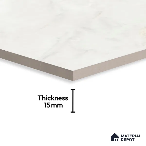 Budget Friendly Large Format Marble Floor Tile TL 10204 B Iceland Bianco Glossy Finish Vitrified Tile - 15 mm | Suitable for Living Room, Bedroom, Office | Adhesive and Spacers Must be Used During Installation